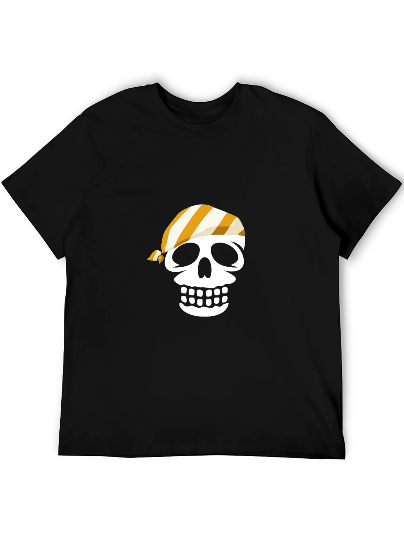 Pirate Skull Graphic Tee - Black Cotton Casual T-Shirt