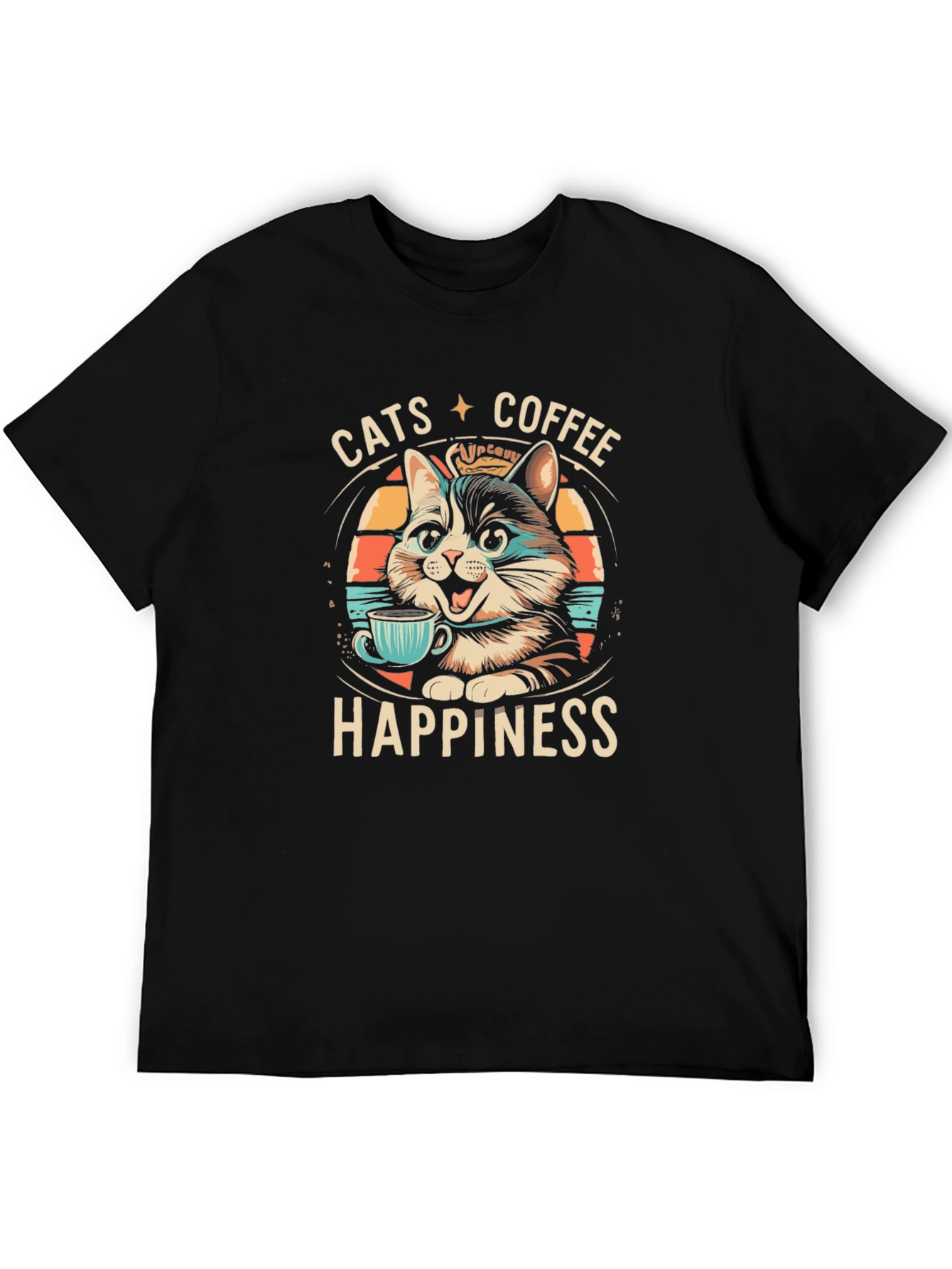 Cats Coffee Happiness Graphic Tee