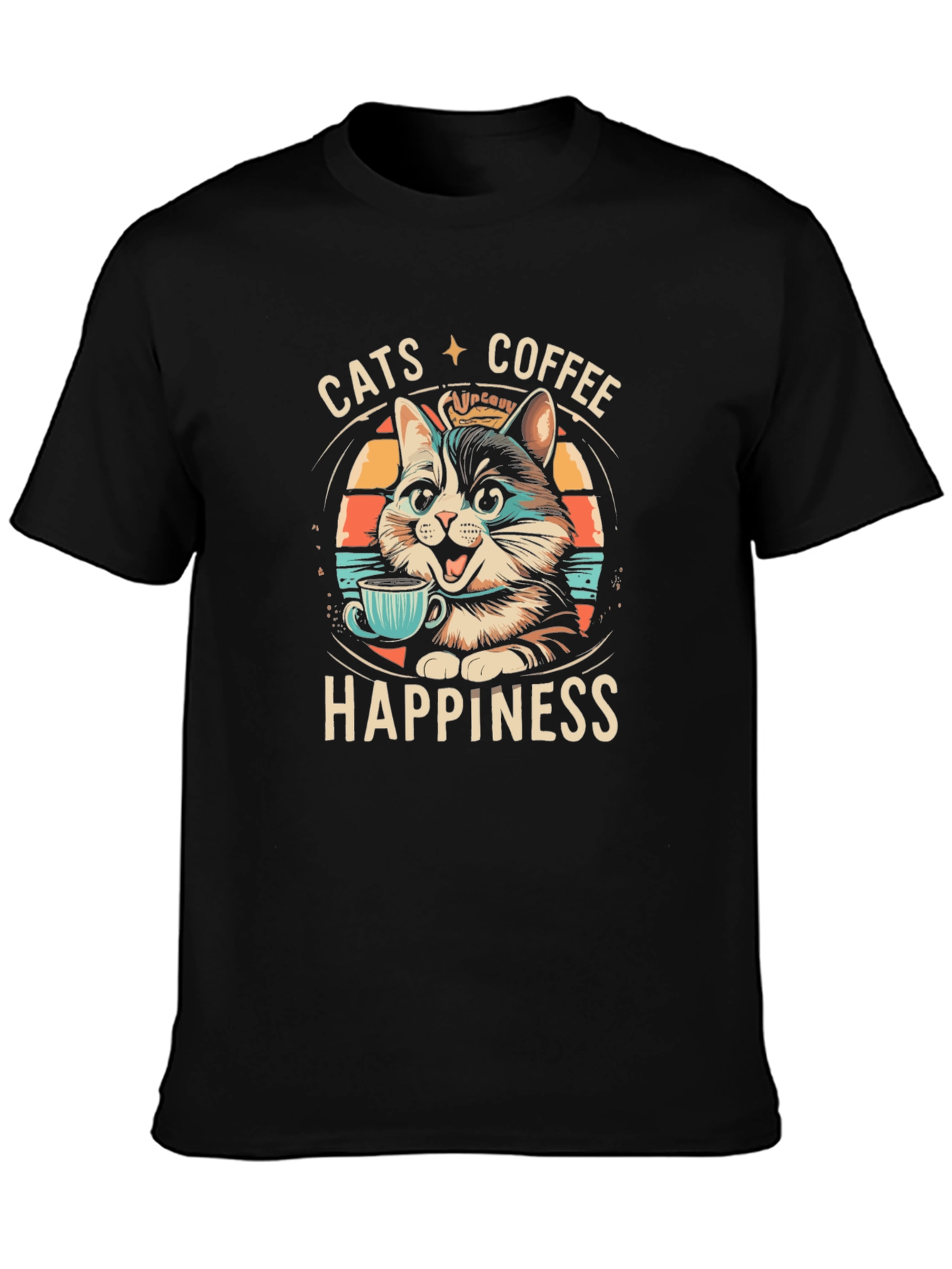 Cats Coffee Happiness Graphic Tee