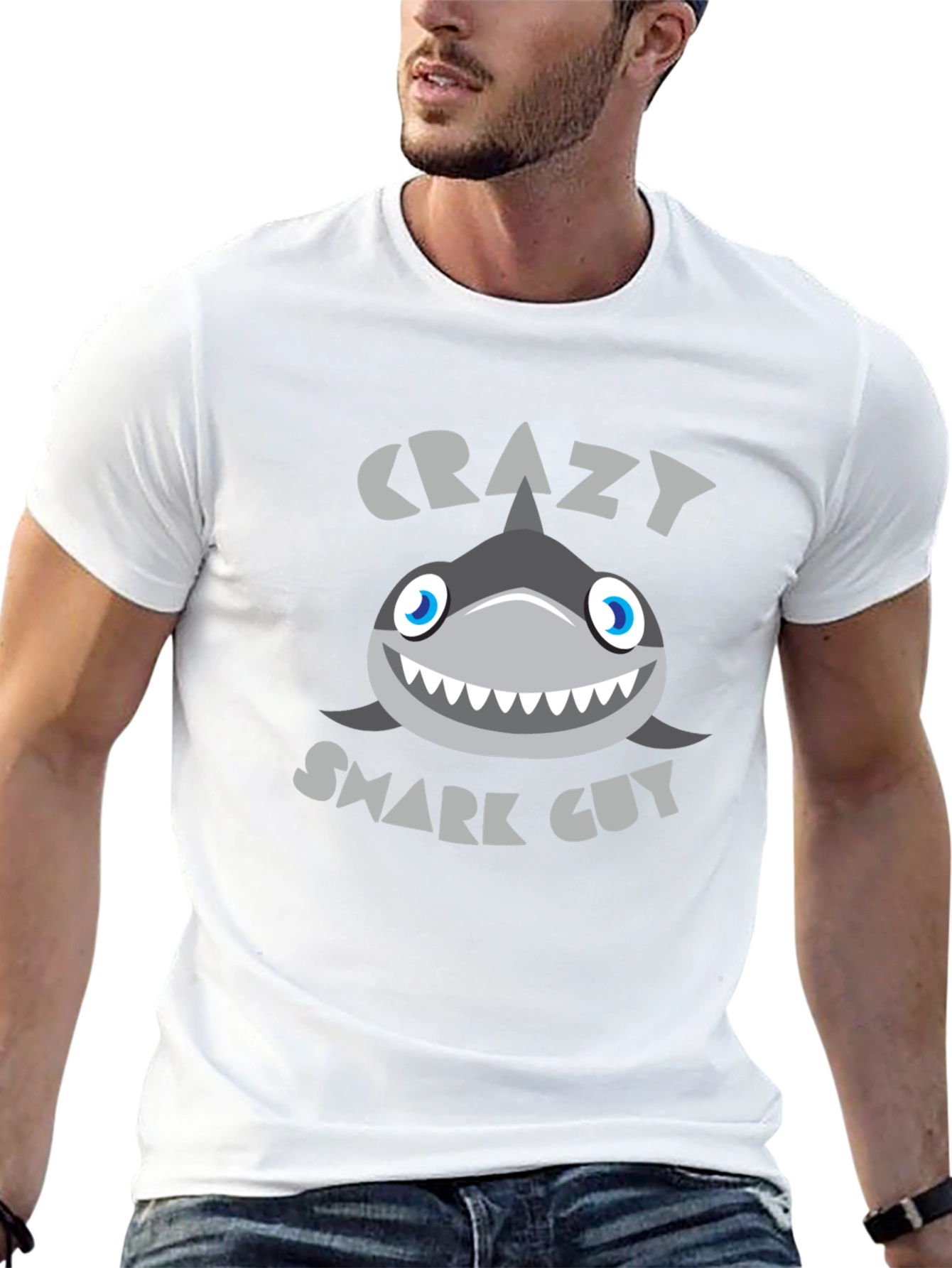 Crazy Shark Guy Black Graphic Tee