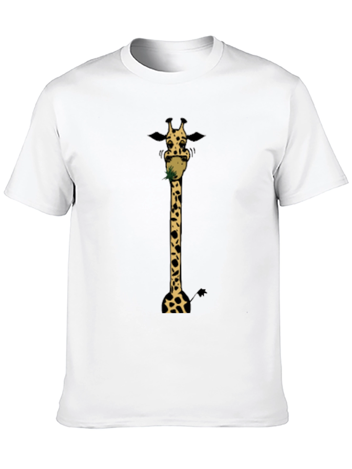 Giraffe Eating Grass Graphic T-Shirt - Black Cotton Tee