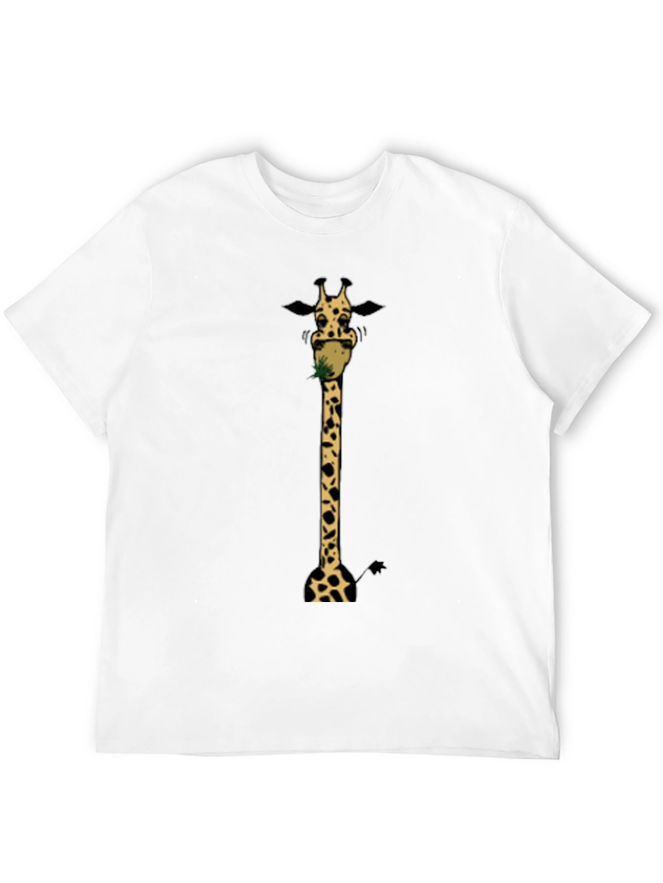 Giraffe Eating Grass Graphic T-Shirt - Black Cotton Tee