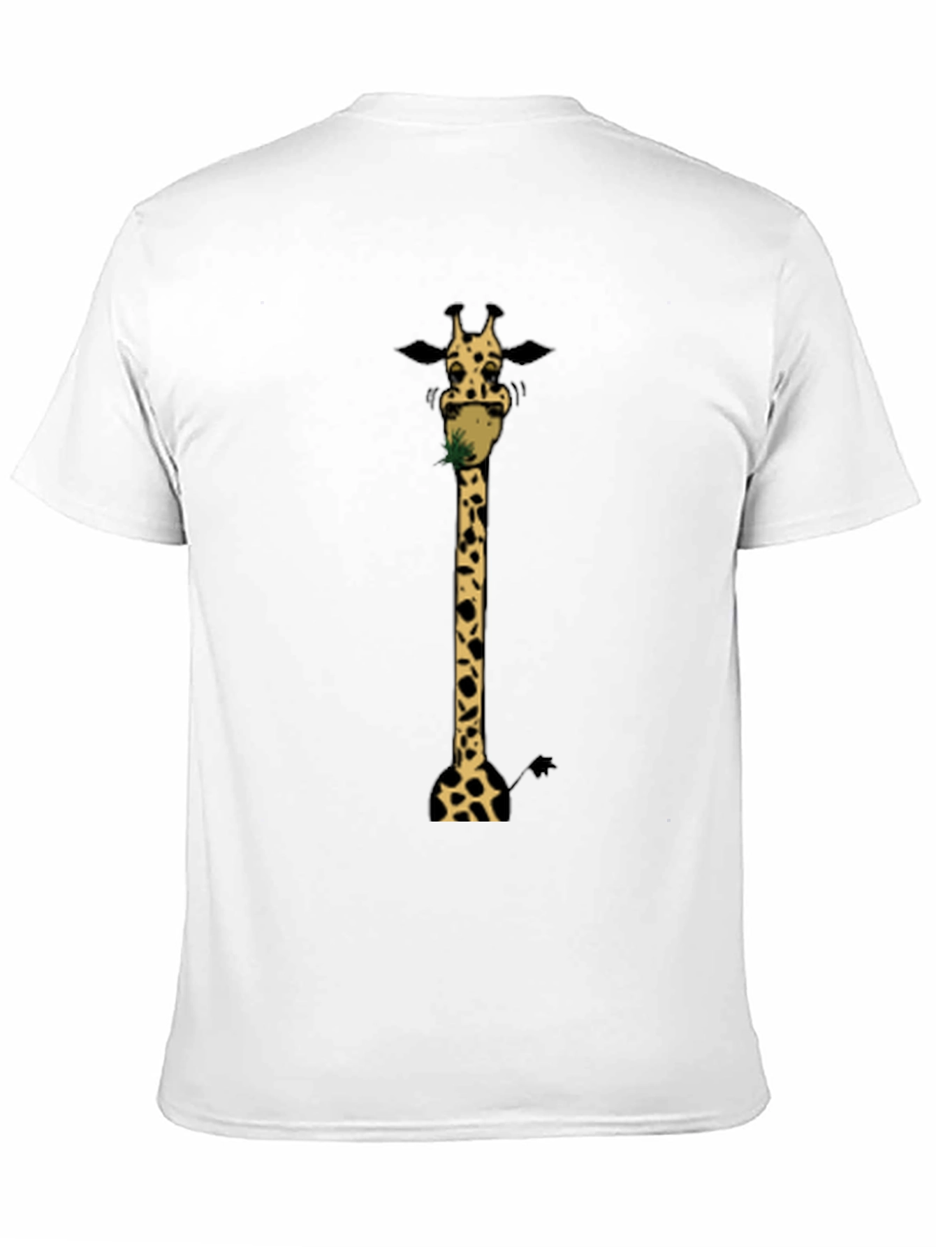 Giraffe Eating Grass Graphic T-Shirt - Black Cotton Tee