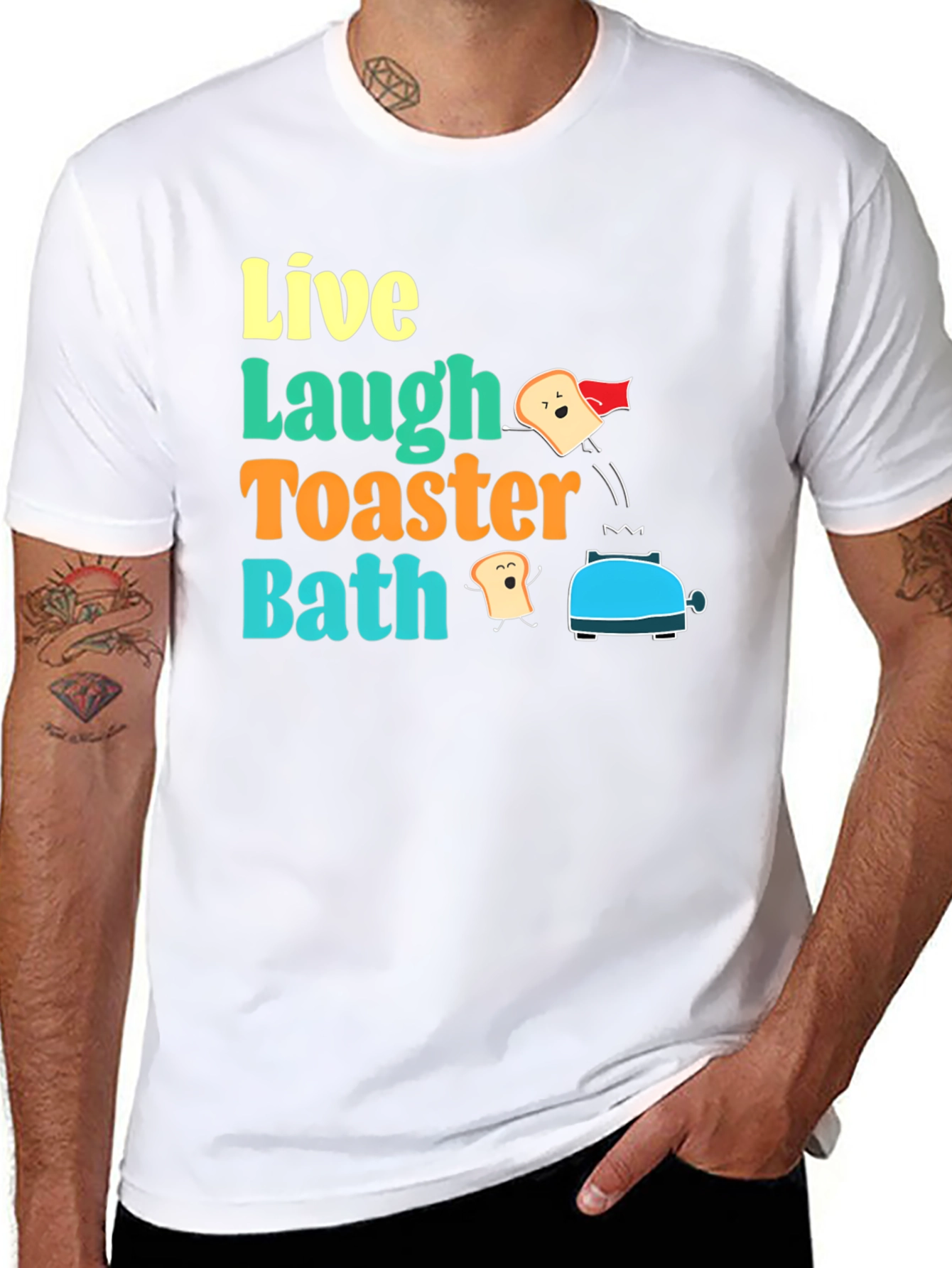 Live Laugh Toaster Bath Graphic T-Shirt