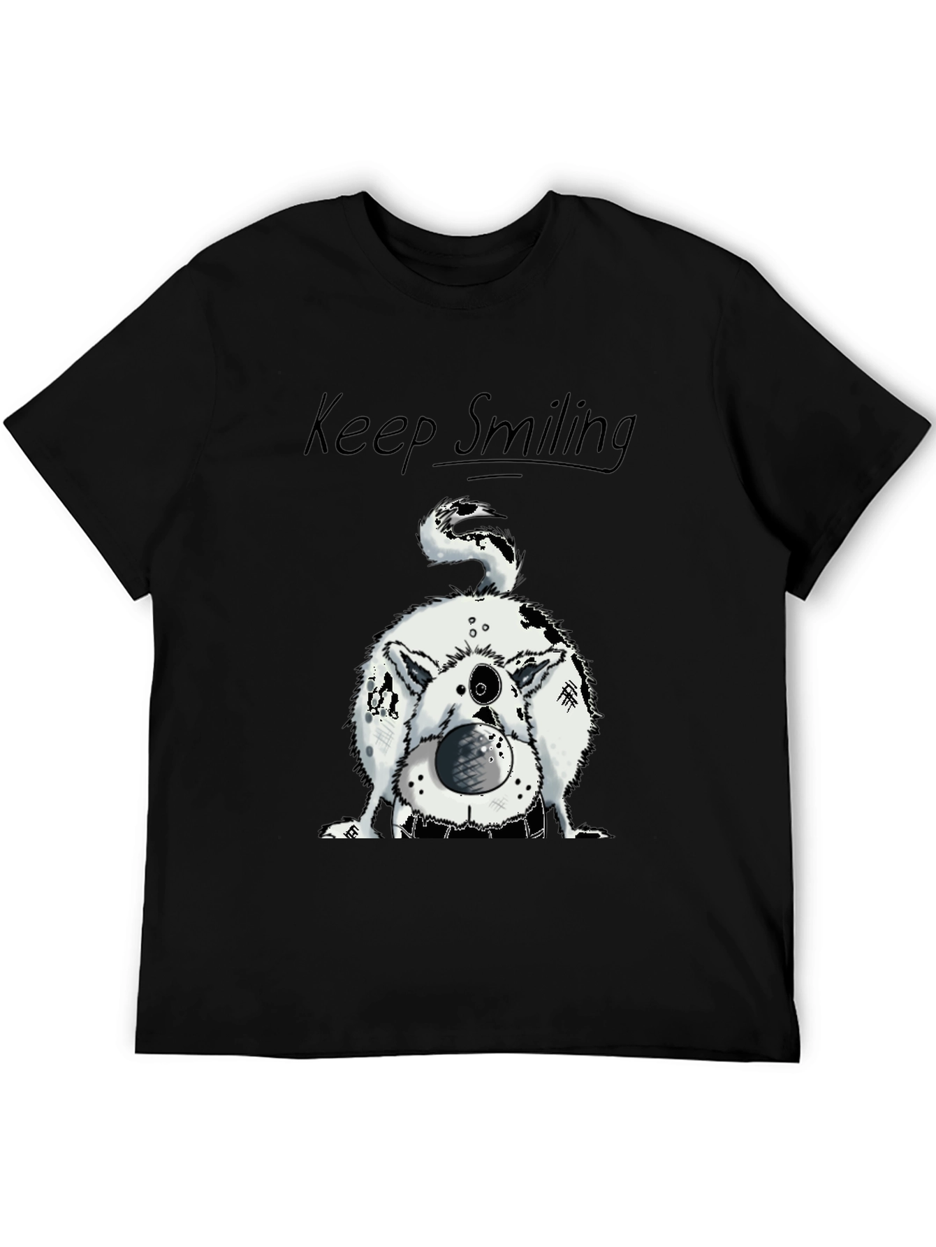 Keep Smiling Dog Graphic Tee - Black