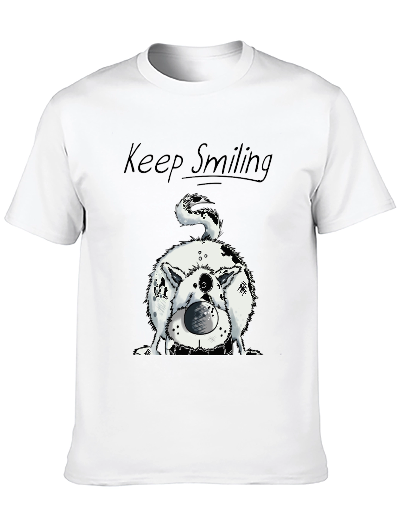 Keep Smiling Dog Graphic Tee - Black