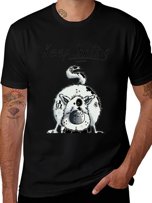 Keep Smiling Dog Graphic Tee - Black