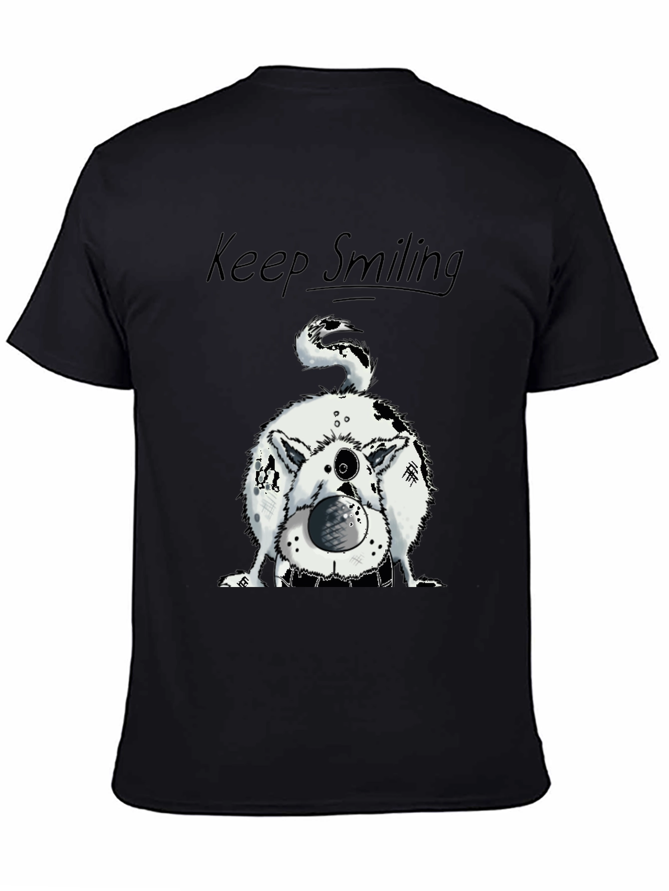 Keep Smiling Dog Graphic Tee - Black