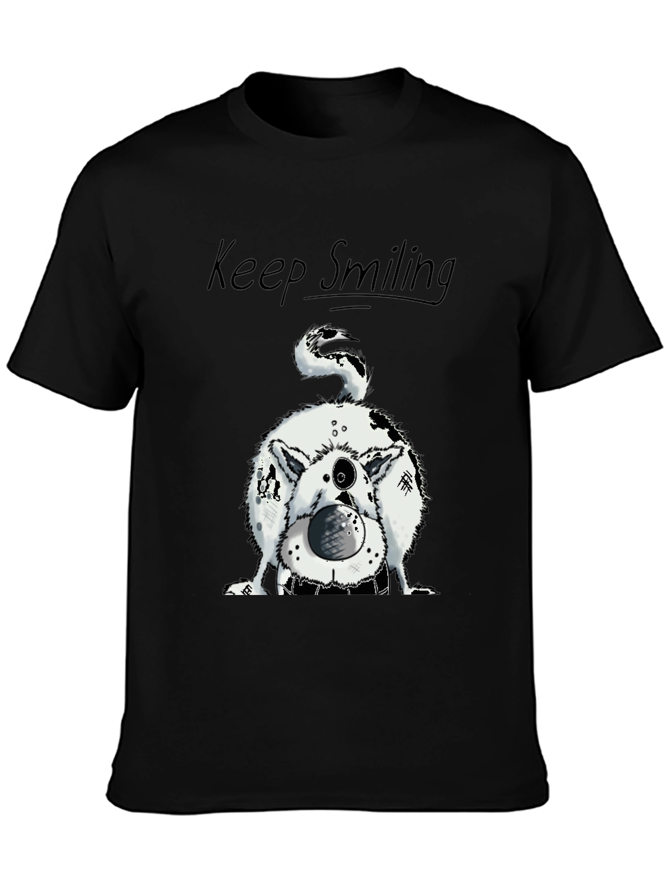 Keep Smiling Dog Graphic Tee - Black