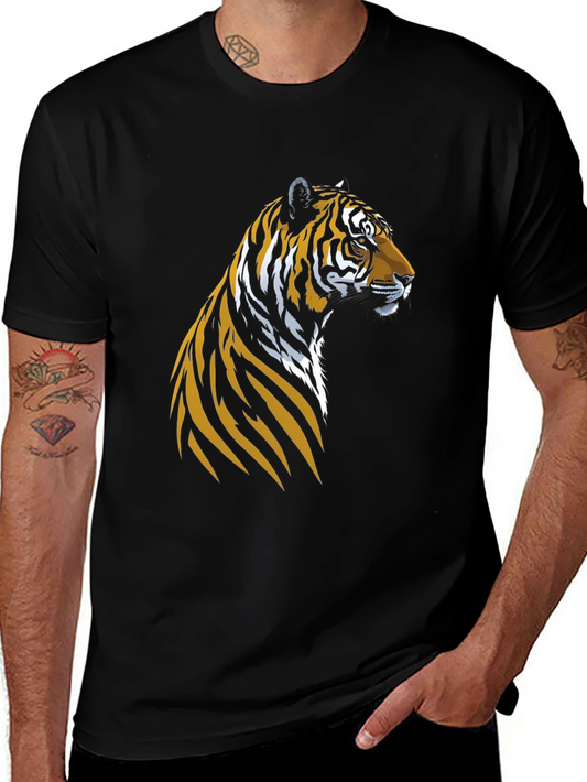 Cool Tiger Graphic Tee - Black Cotton T-Shirt