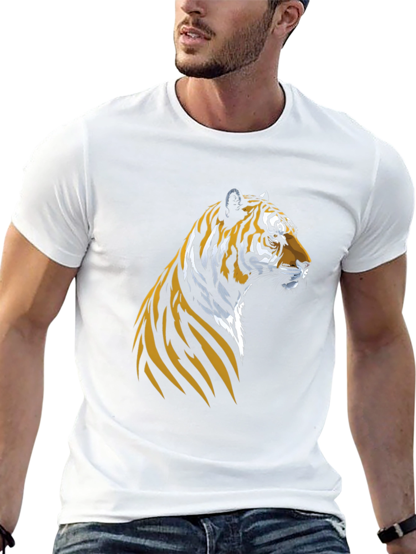 Cool Tiger Graphic Tee - Black Cotton T-Shirt