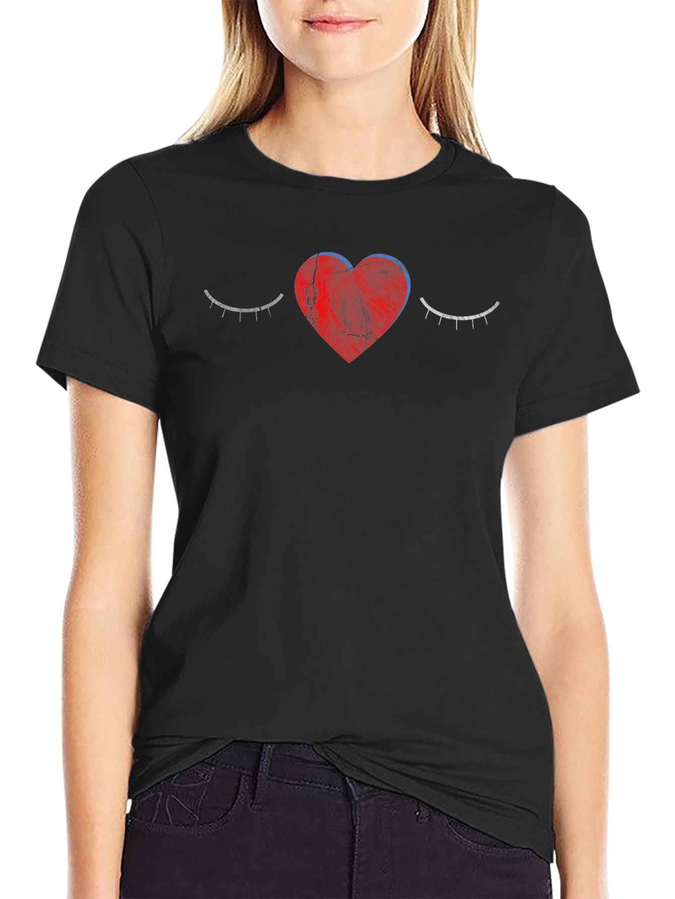 Heart Eyes Graphic Tee - Trendy Unisex Black T-Shirt