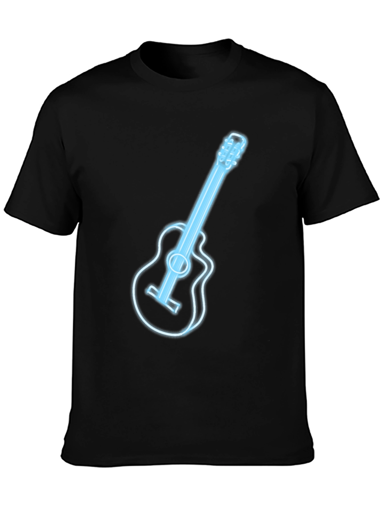 Neon Guitar Graphic T-Shirt - Black