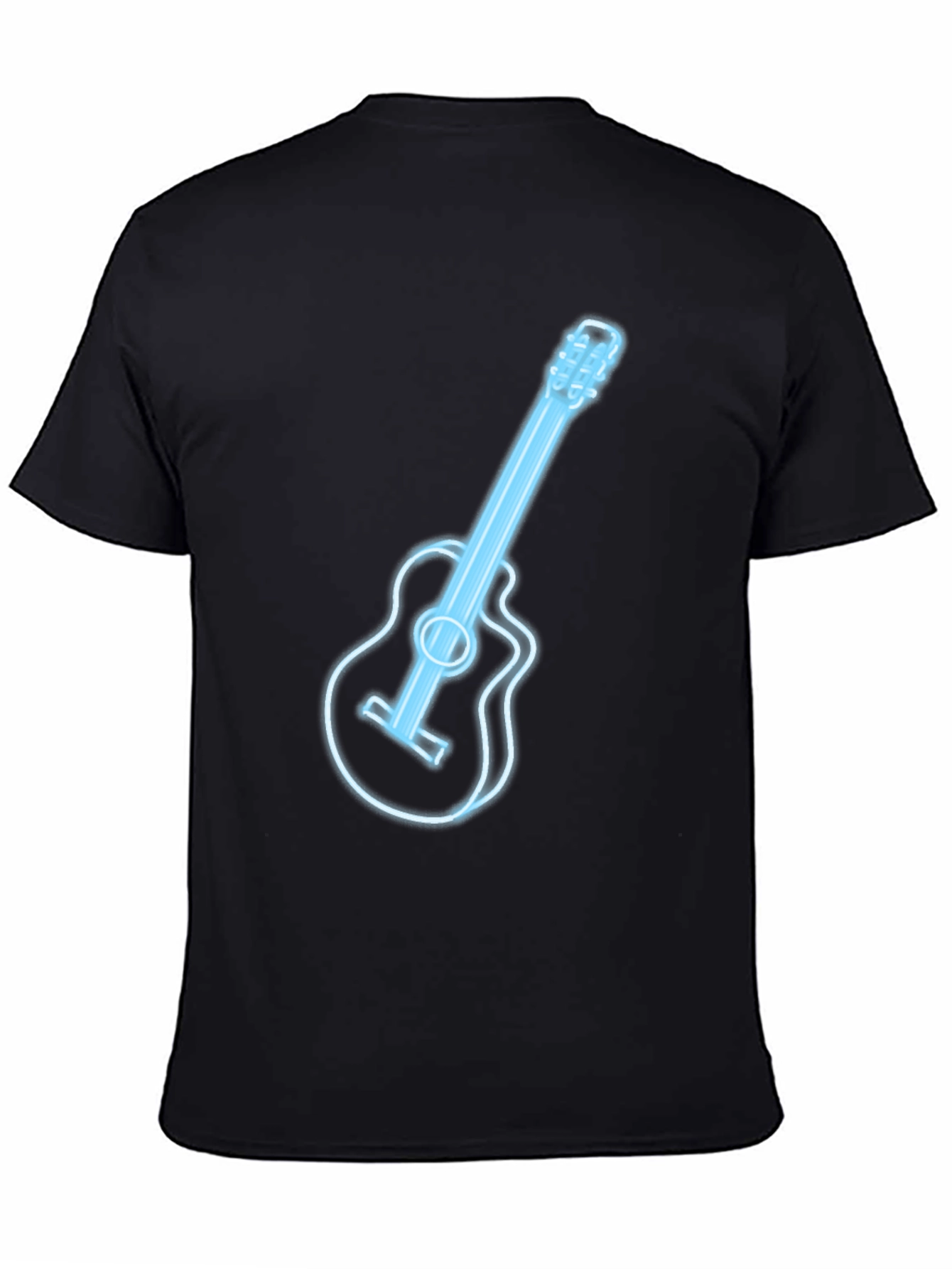 Neon Guitar Graphic T-Shirt - Black