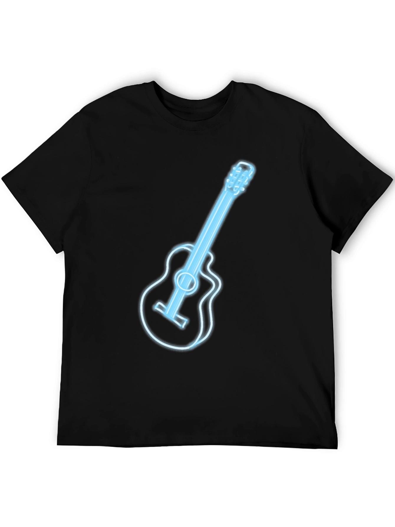Neon Guitar Graphic T-Shirt - Black