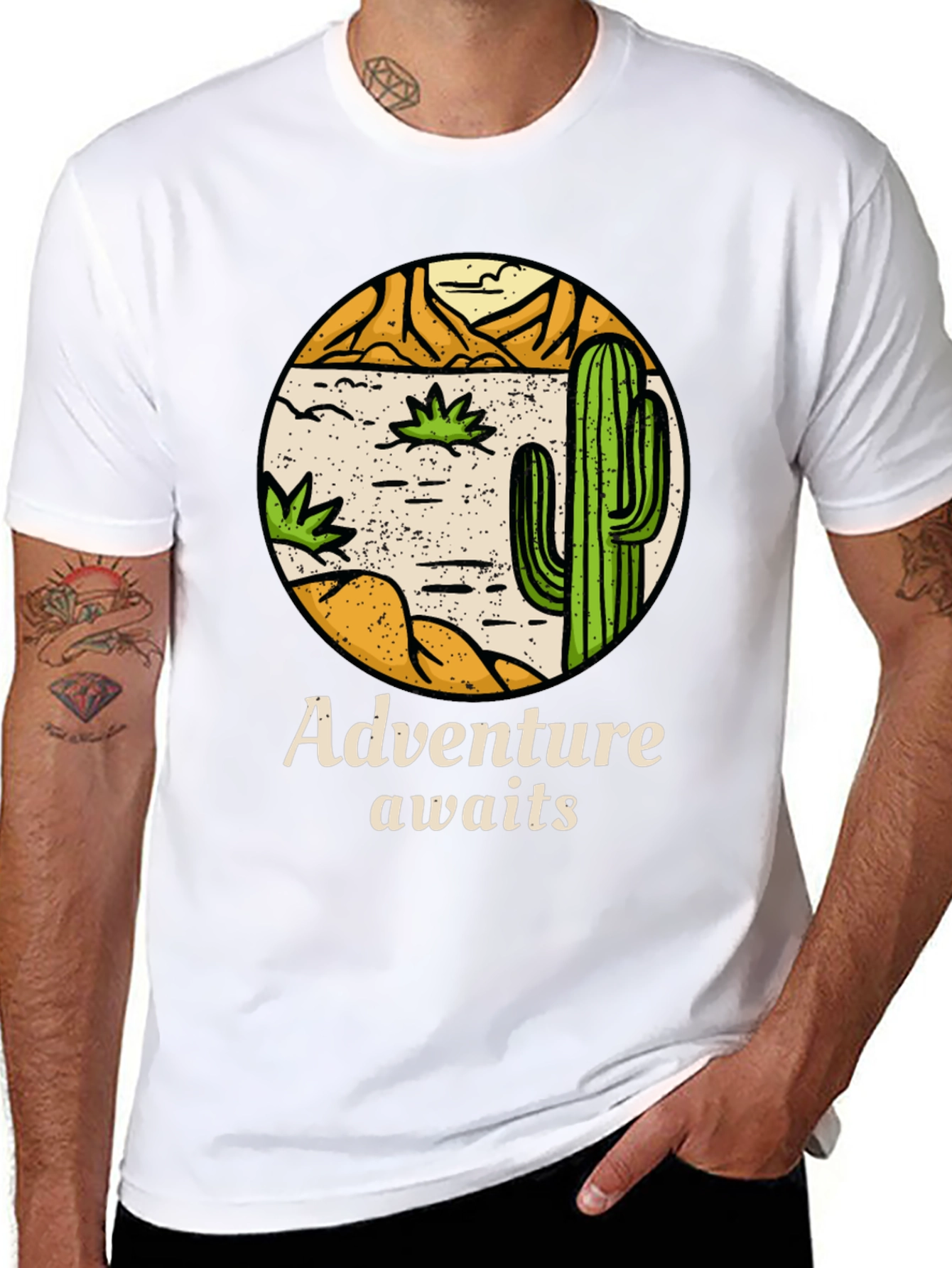 Adventure Awaits Cactus Graphic Tee - Desert Style Shirt