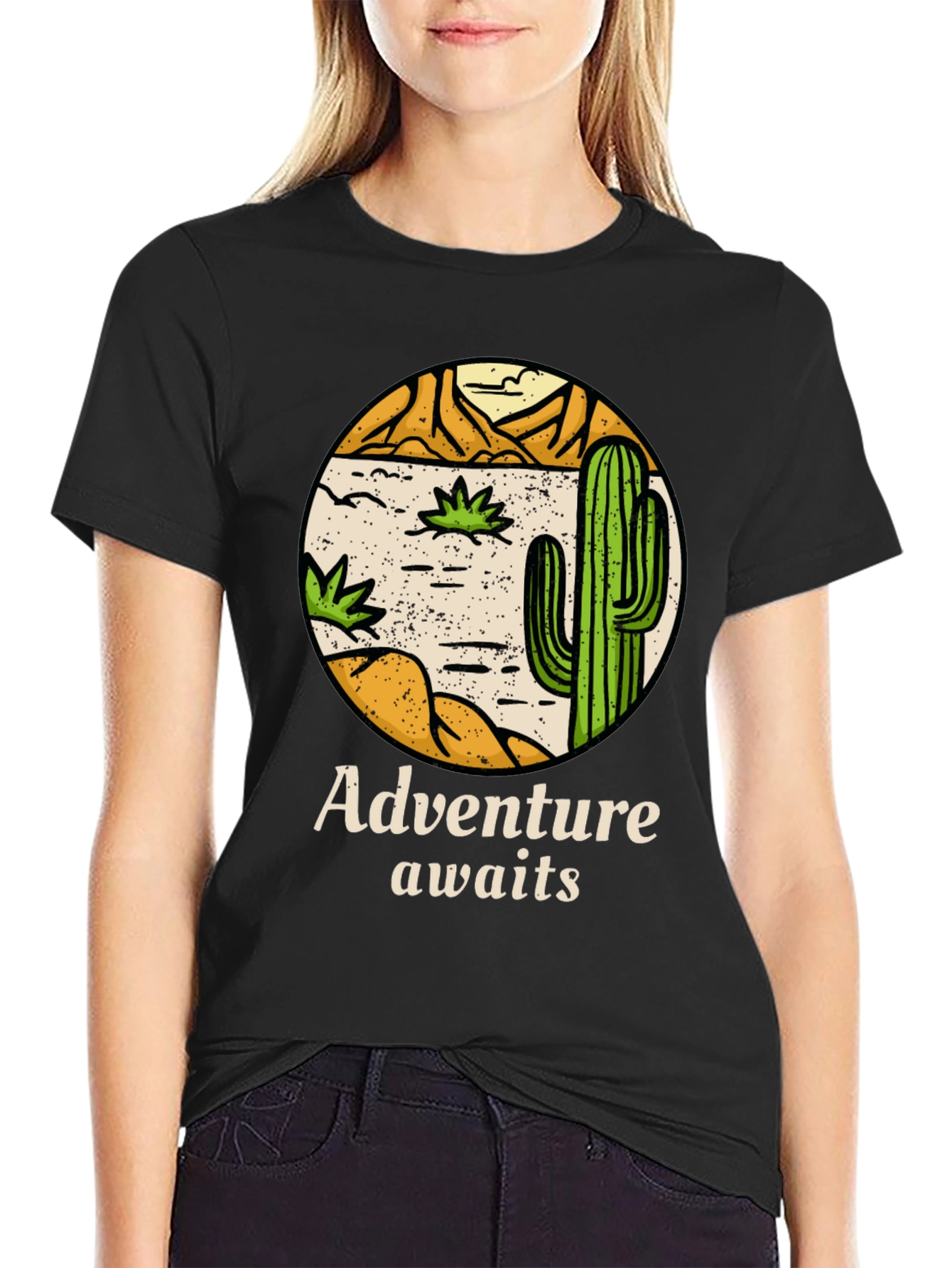Adventure Awaits Cactus Graphic Tee - Desert Style Shirt