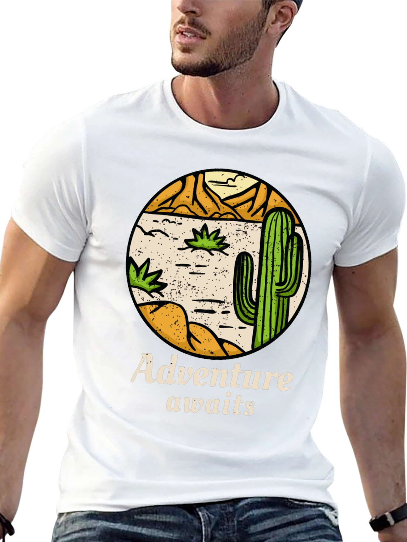 Adventure Awaits Cactus Graphic Tee - Desert Style Shirt