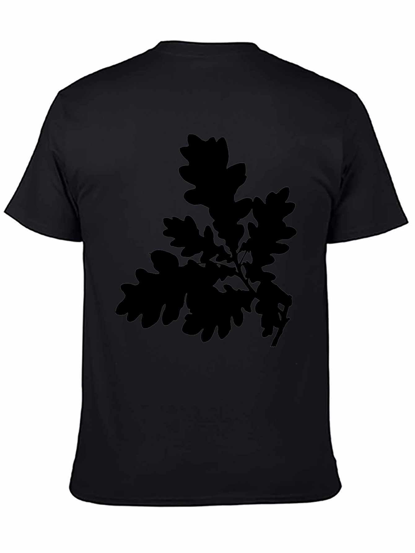 Oak Leaf Print Black T-Shirt