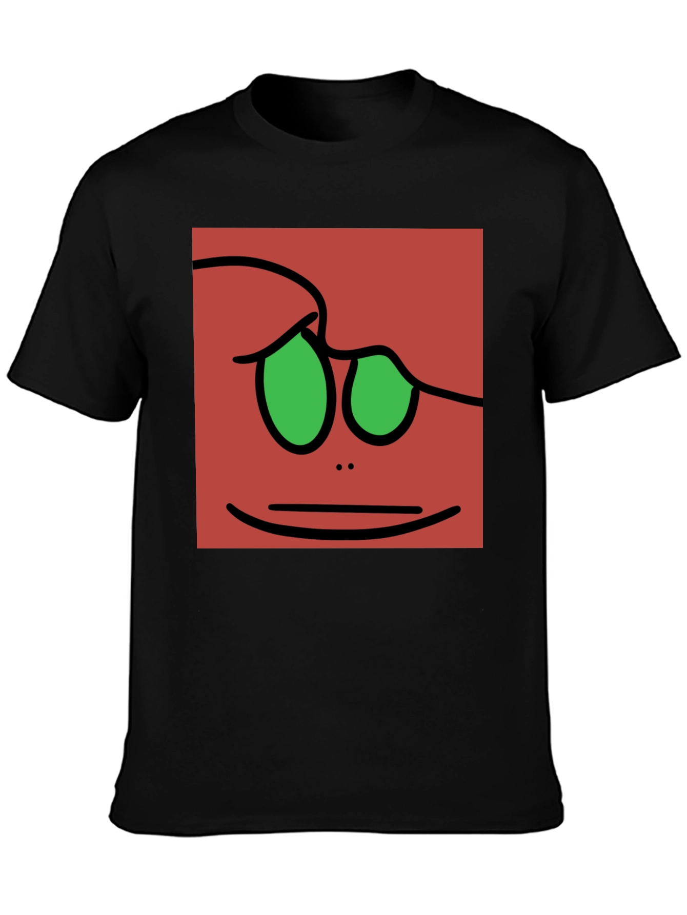 Fun Cartoon Face Graphic Tee - Black