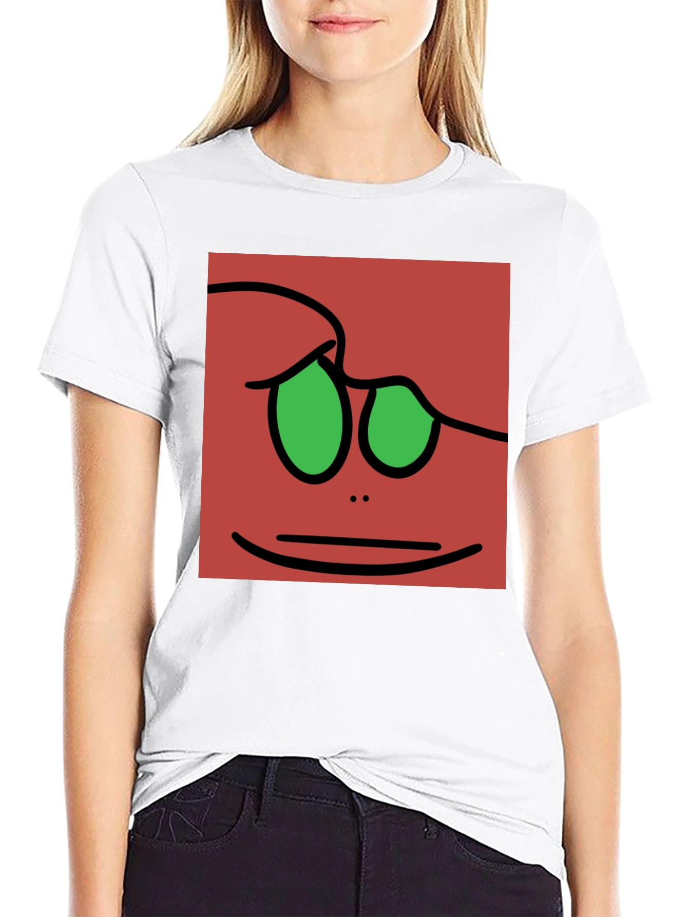 Fun Cartoon Face Graphic Tee - Black