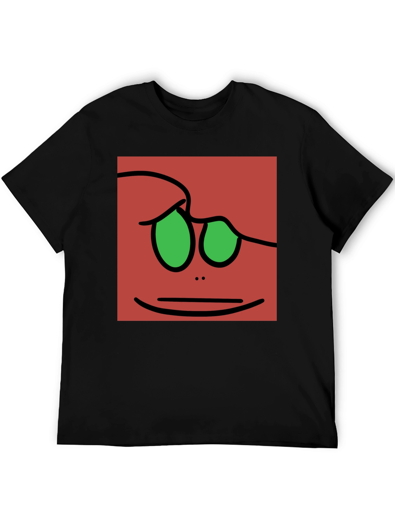 Fun Cartoon Face Graphic Tee - Black
