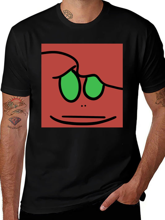 Fun Cartoon Face Graphic Tee - Black