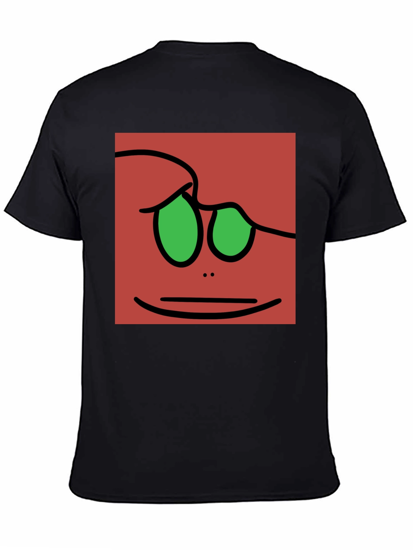 Fun Cartoon Face Graphic Tee - Black