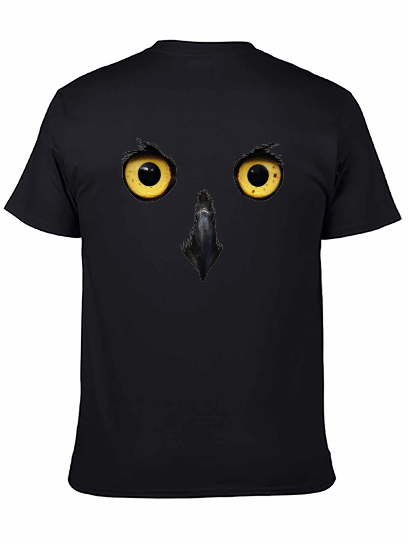 Mens Owl Face Graphic Black T-Shirt