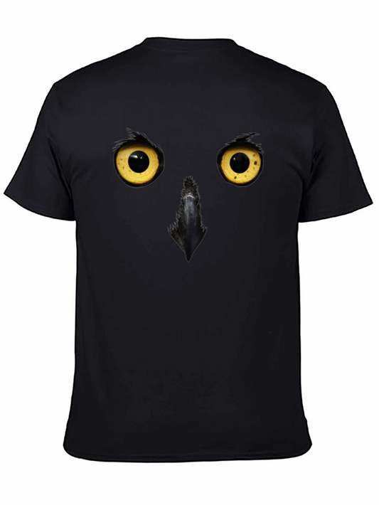 Mens Owl Face Graphic Black T-Shirt