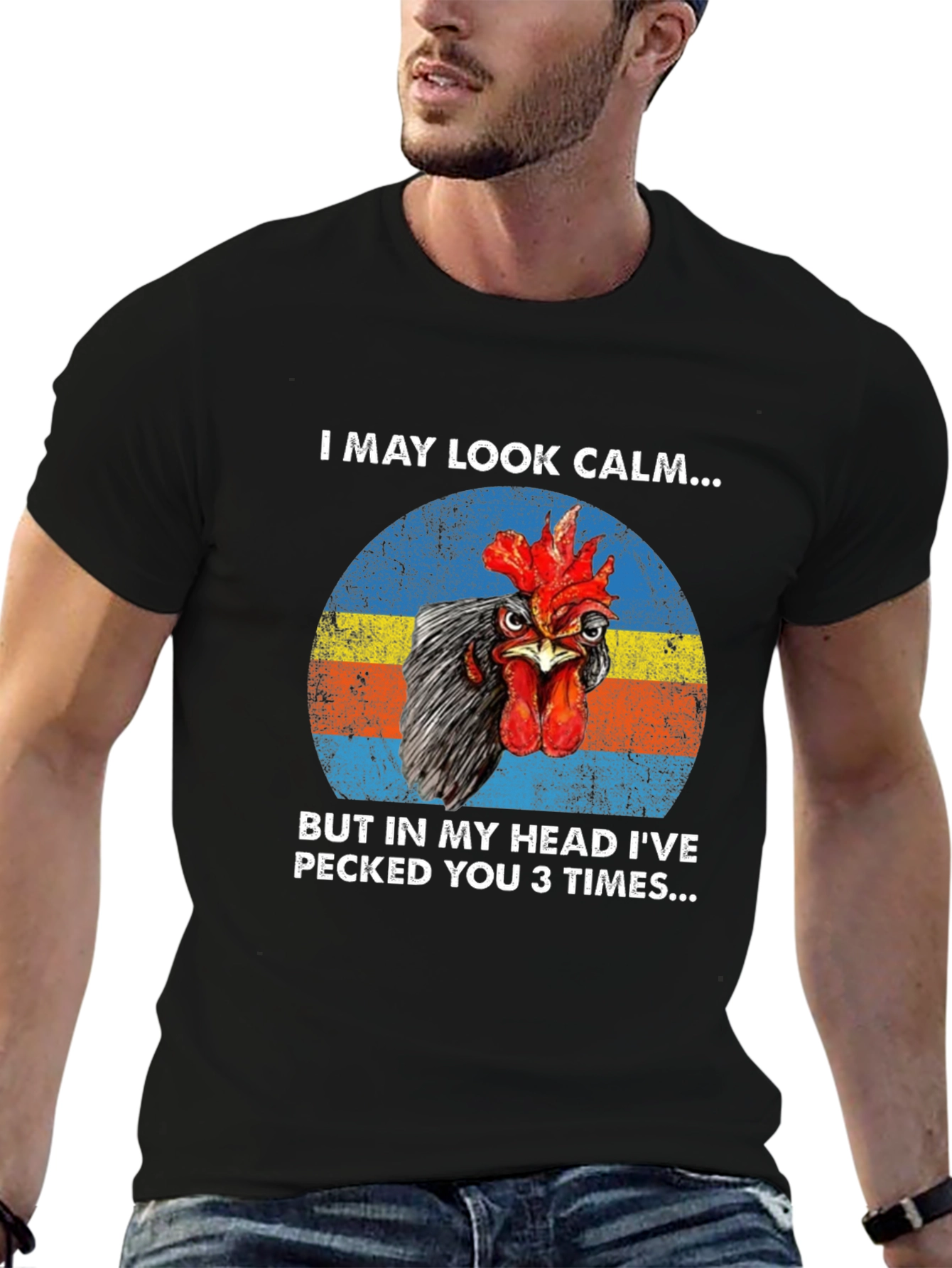 Funny Chicken T-Shirt - I May Look Calm...