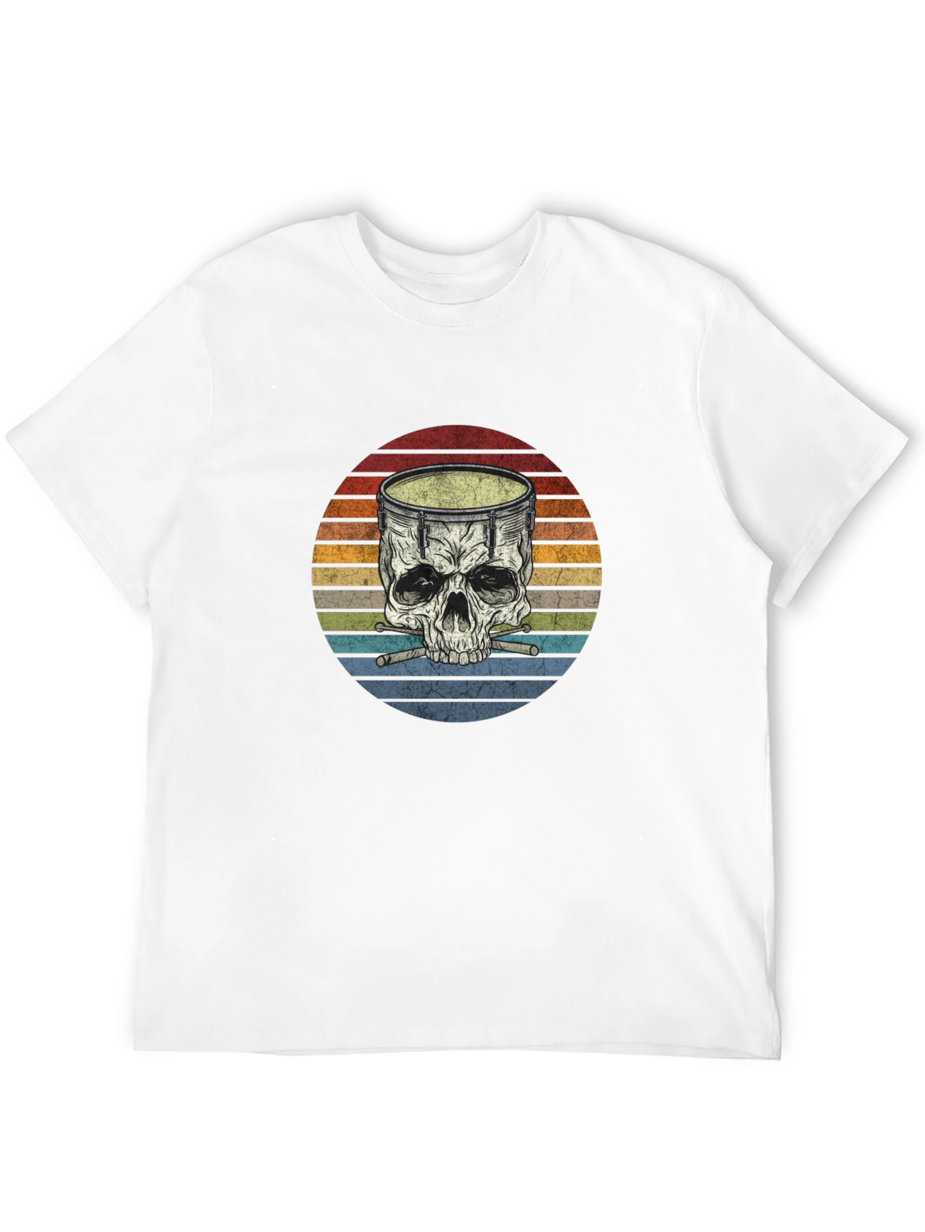Drum Skull Graphic T-Shirt - Retro Style