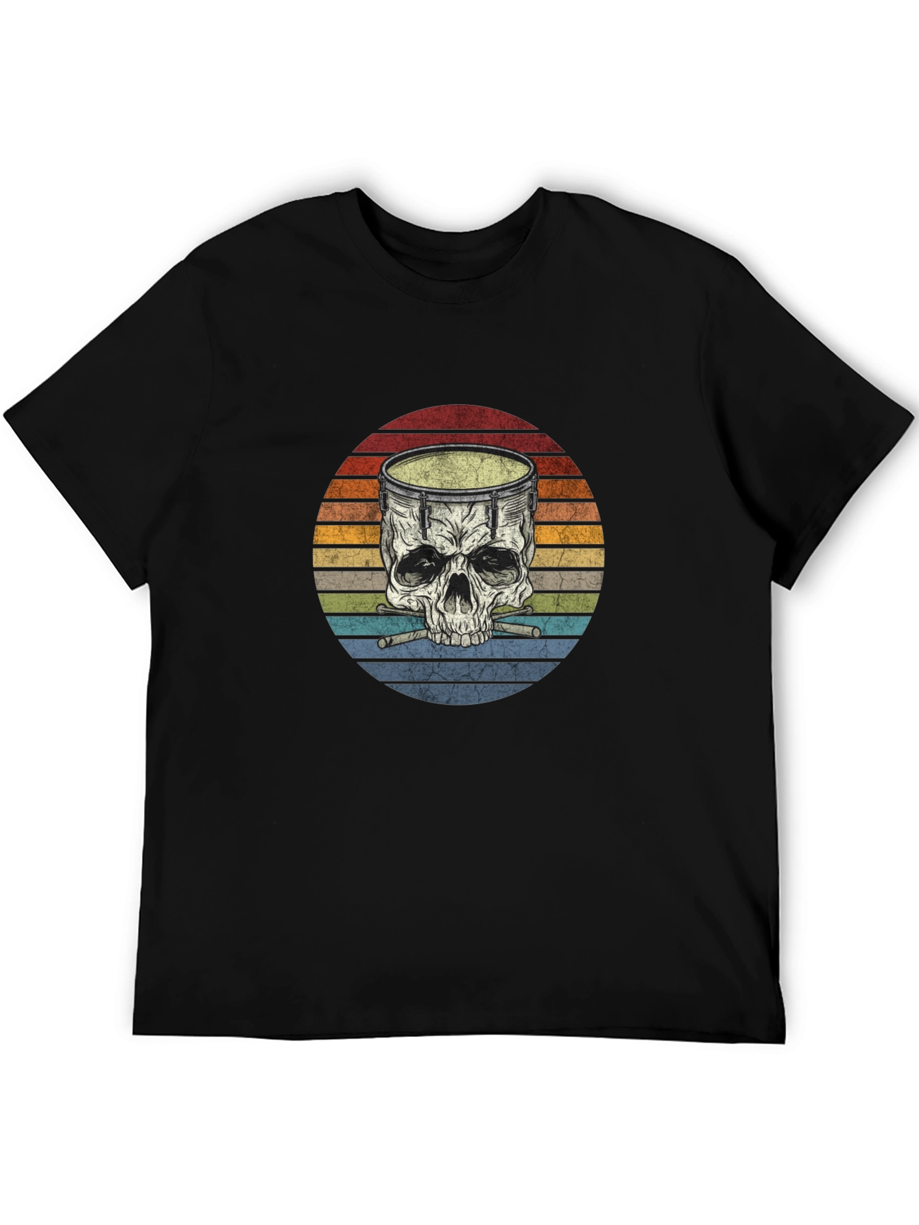 Drum Skull Graphic T-Shirt - Retro Style