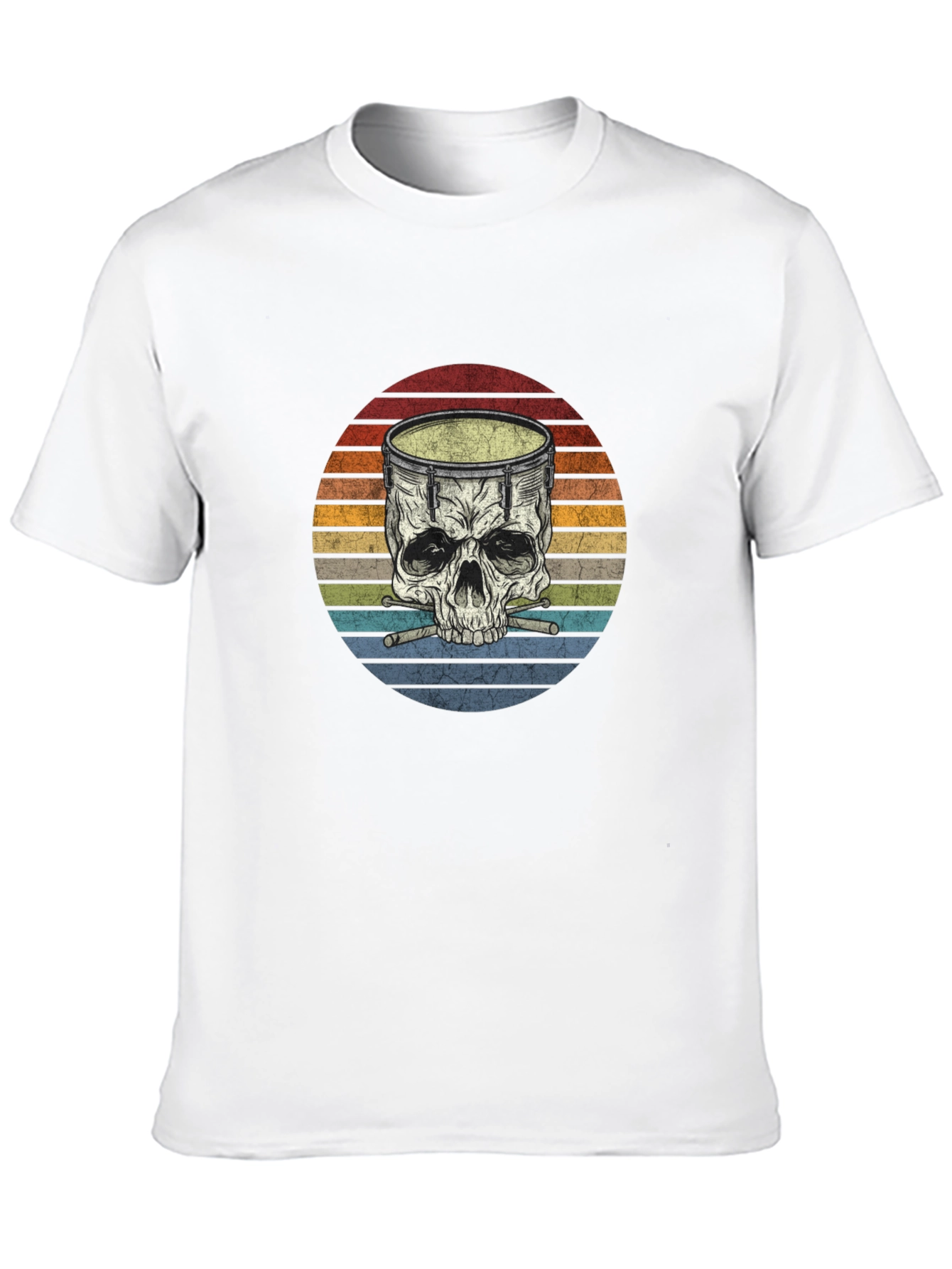 Drum Skull Graphic T-Shirt - Retro Style