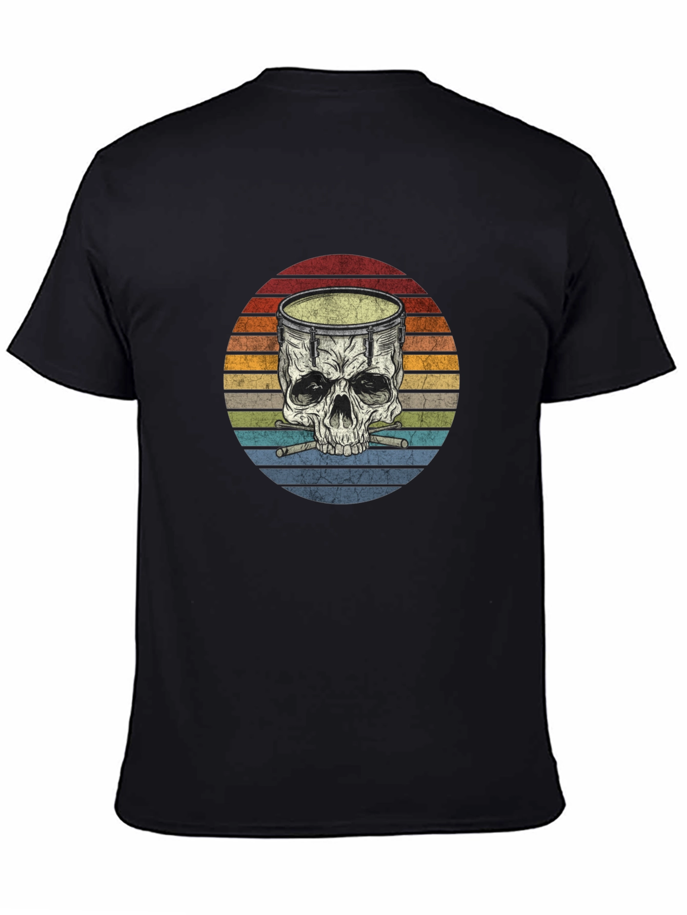 Drum Skull Graphic T-Shirt - Retro Style