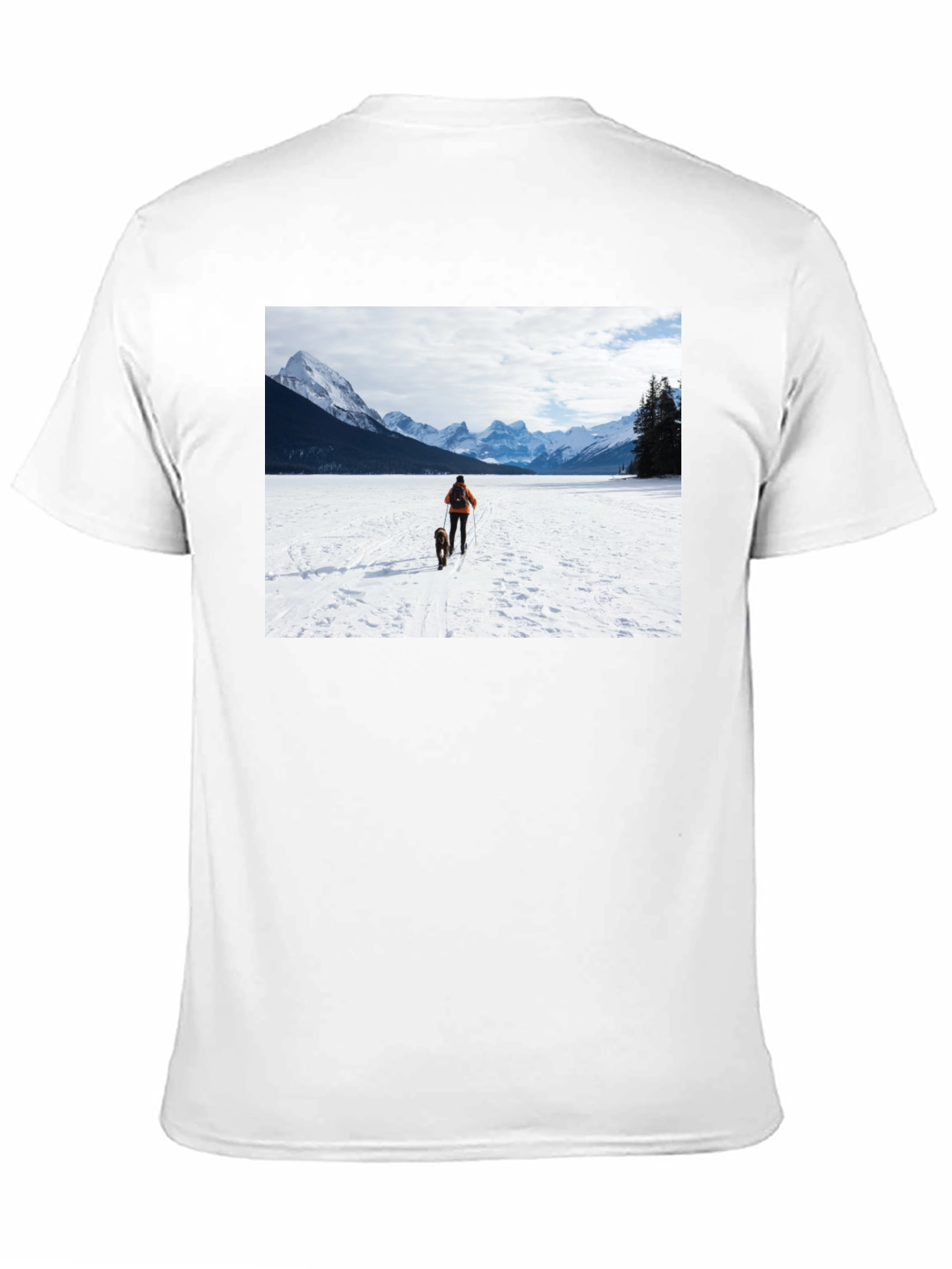Winter Adventure T-Shirt: Skier & Dog Graphic Tee