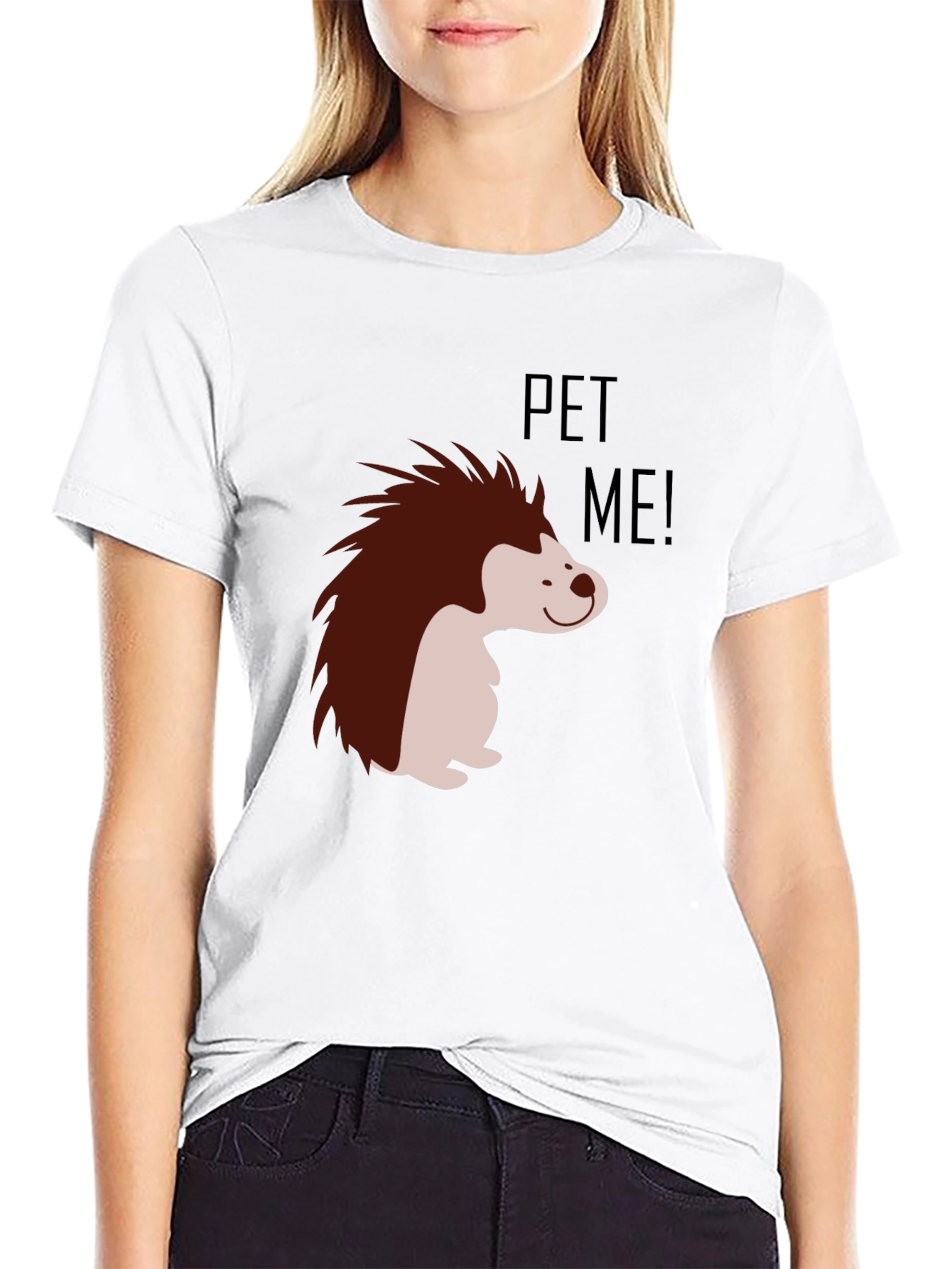 Pet Me! Hedgehog Graphic Black T-Shirt