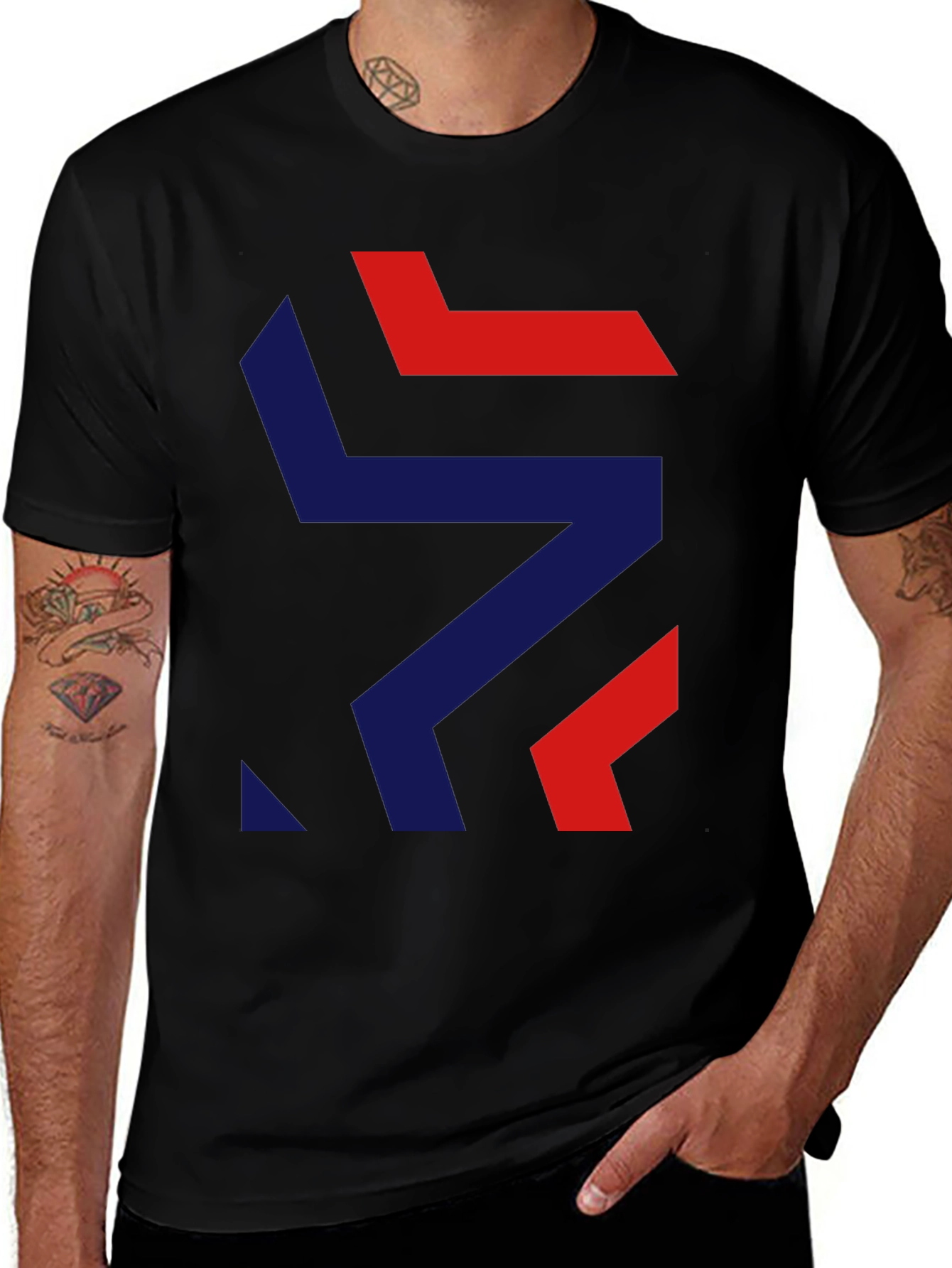 Modern Geometric Graphic Tee - Stylish Black T-Shirt