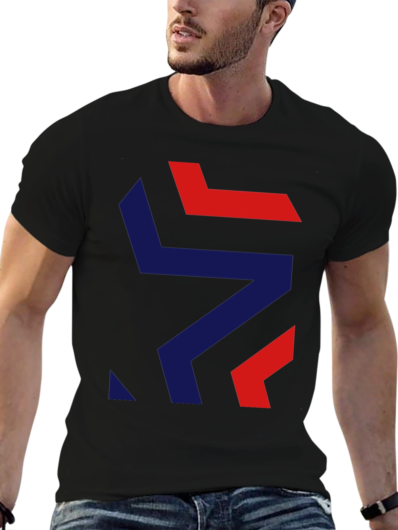 Modern Geometric Graphic Tee - Stylish Black T-Shirt