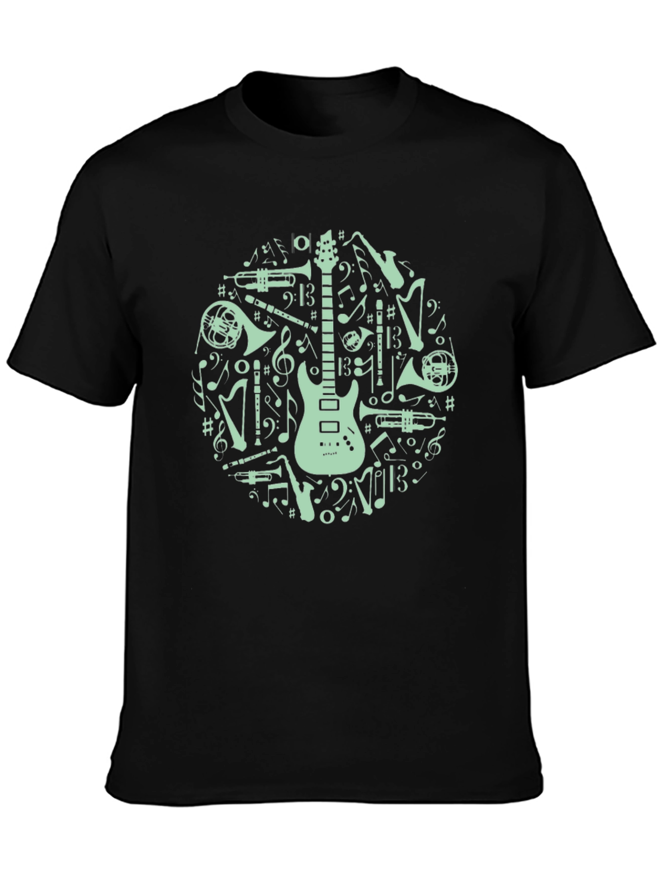 Musical Instruments Graphic Tee - Black Cotton Blend