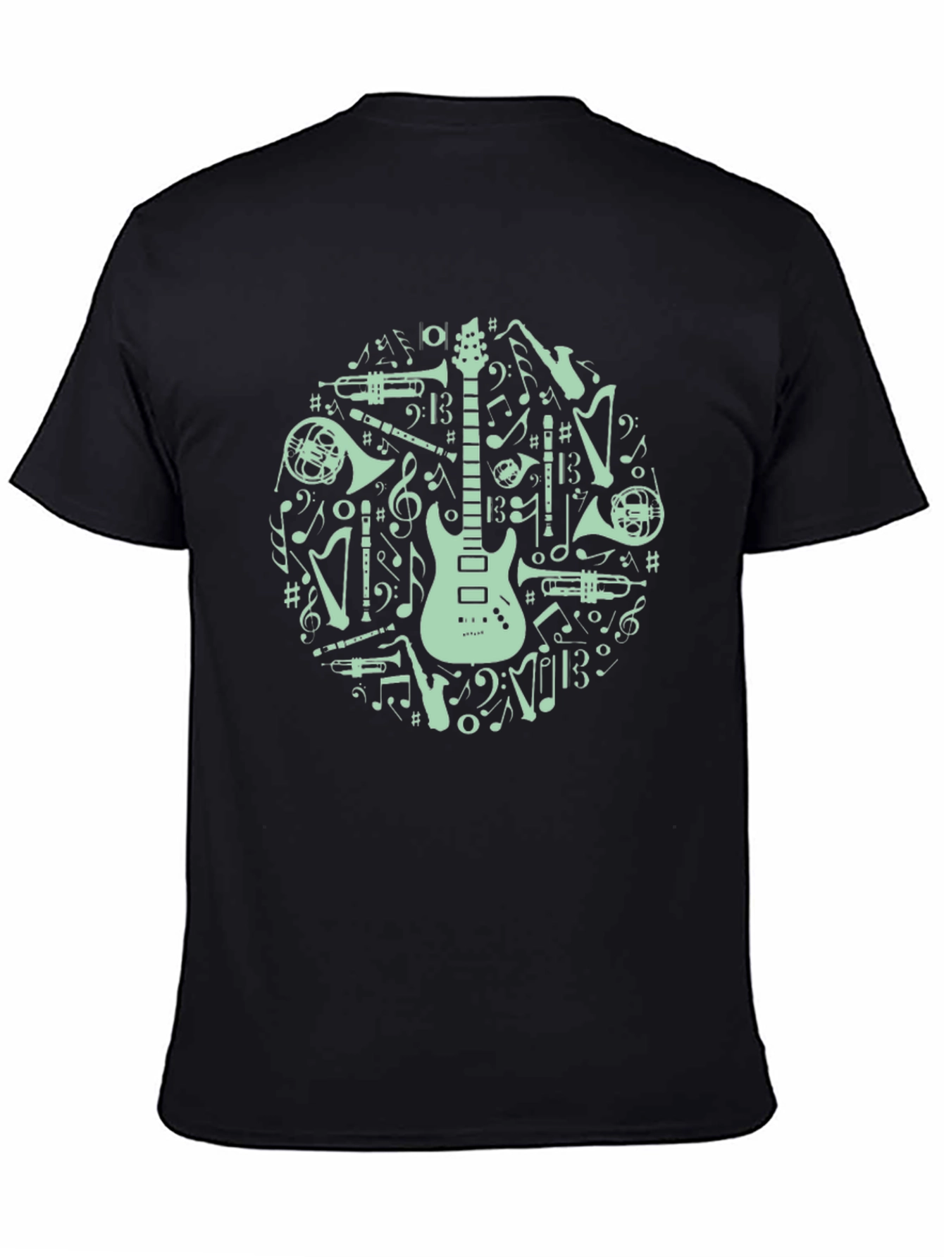 Musical Instruments Graphic Tee - Black Cotton Blend