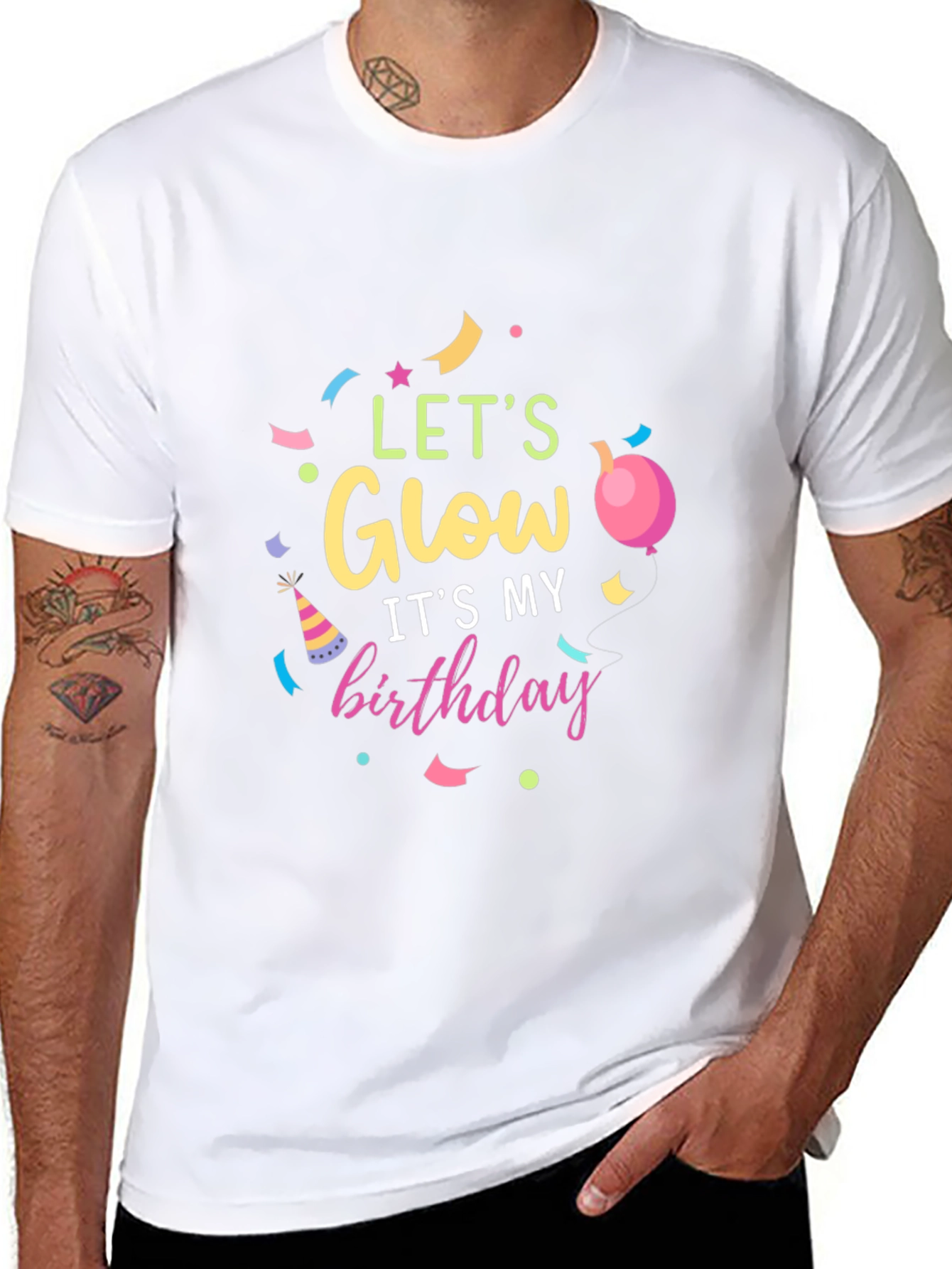 Lets Glow Birthday Black T-Shirt