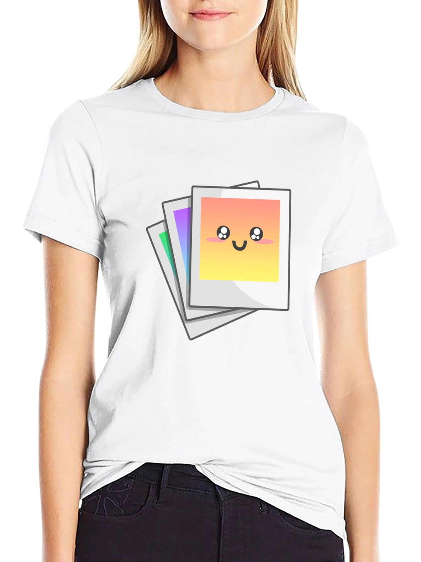 Cute Photo Stack Black T-Shirt