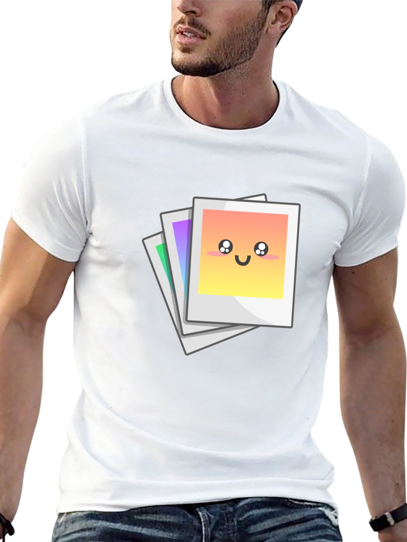 Cute Photo Stack Black T-Shirt