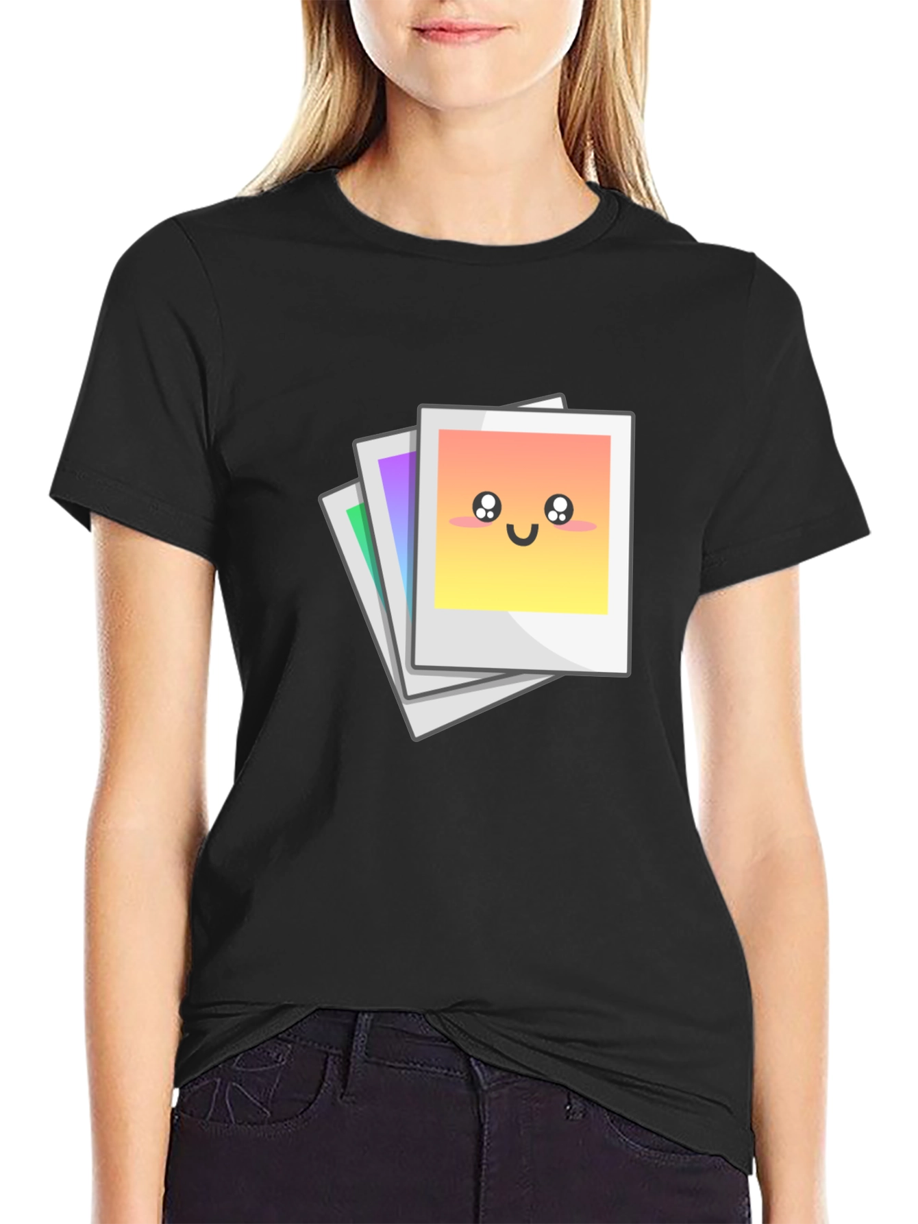 Cute Photo Stack Black T-Shirt