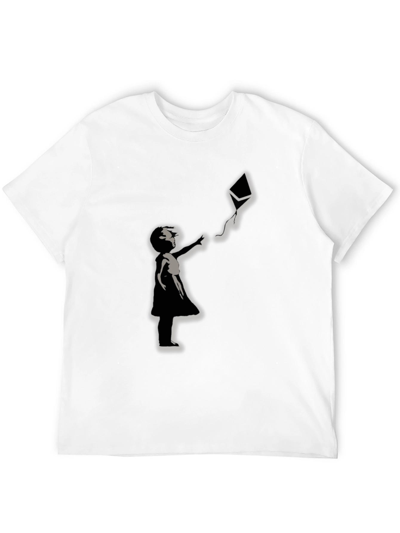 Girl and Kite Graphic T-Shirt - Crew Neck Black