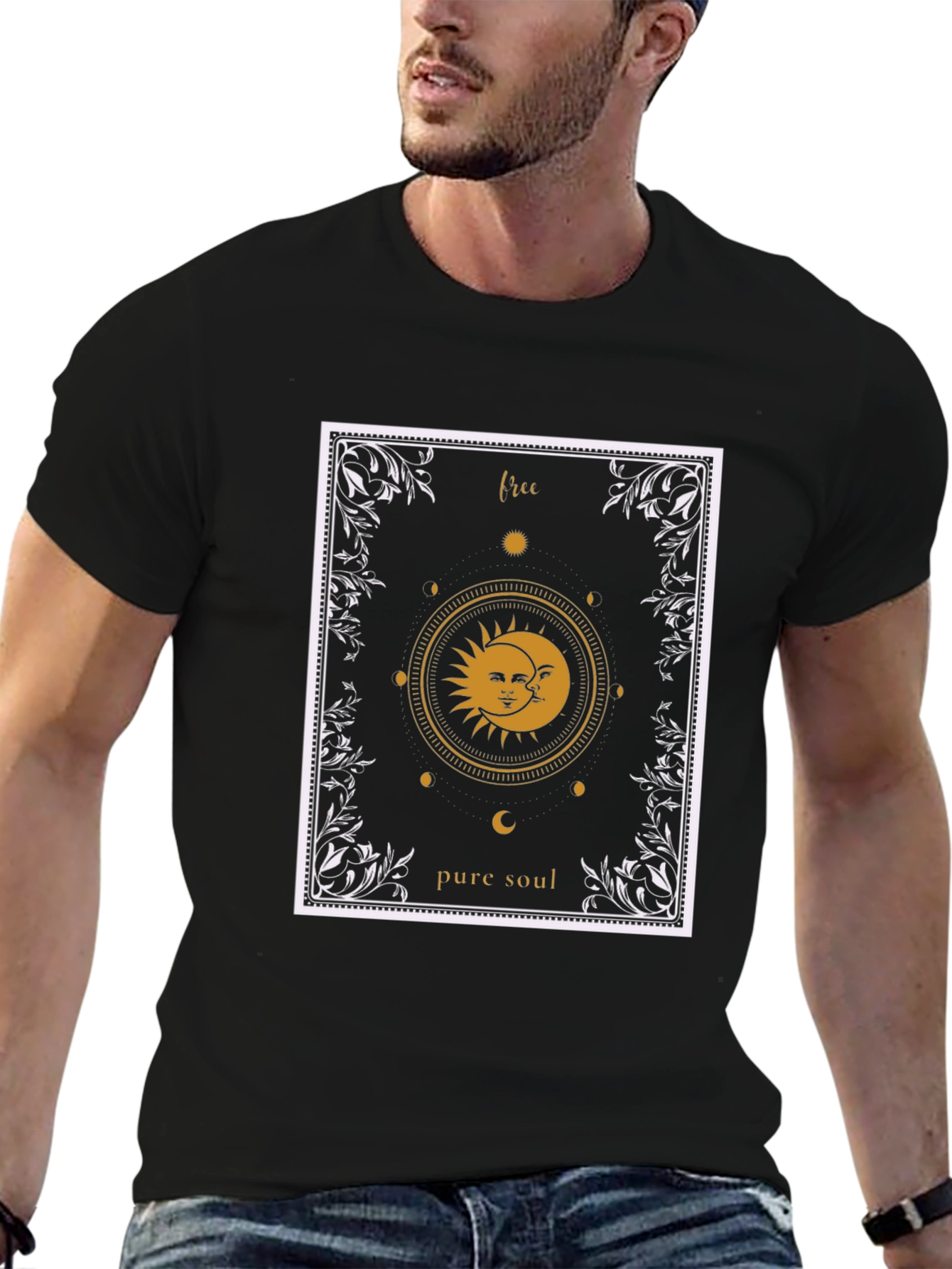 Free Pure Soul Sun and Moon Graphic T-Shirt