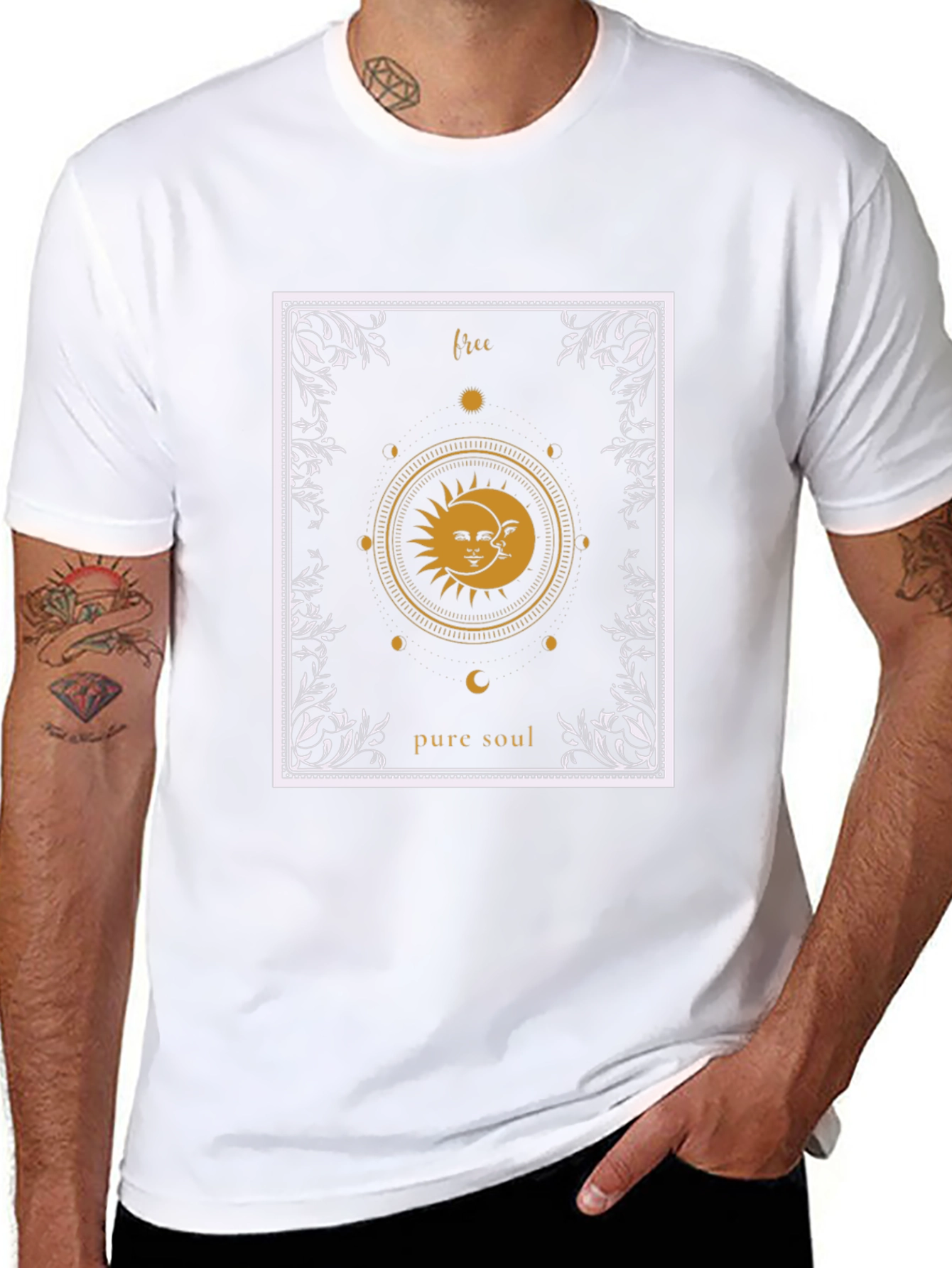 Free Pure Soul Sun and Moon Graphic T-Shirt
