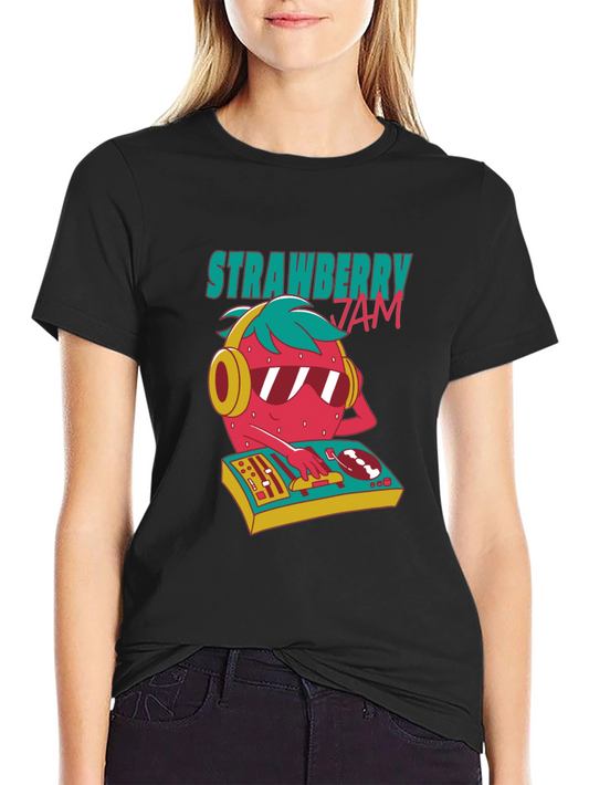Strawberry Jam DJ Graphic Tee - Cool Party Shirt