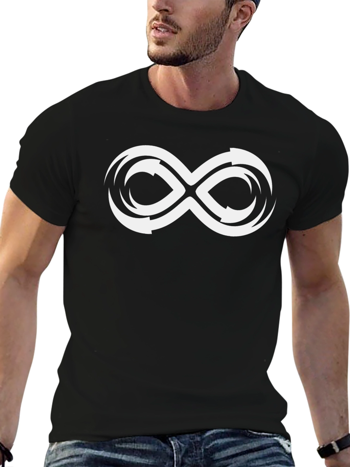 Infinity Symbol Graphic Tee - Black Cotton T-Shirt